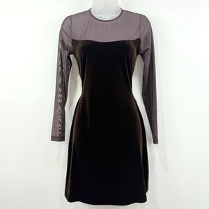 VTG 90s Cache Velvet Dress M Brown Forest Fairy Grunge Whimsigoth Sheer